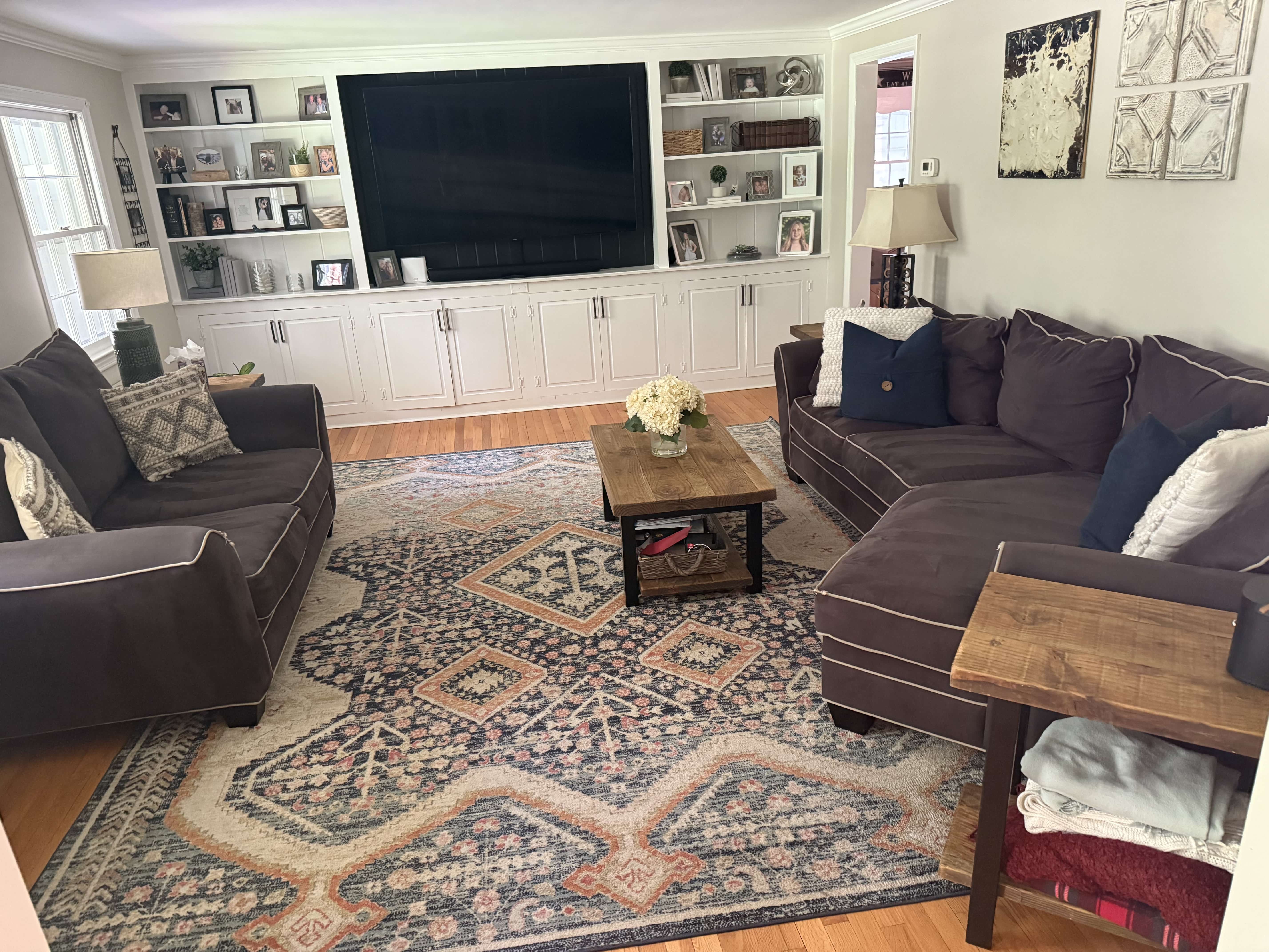 Living room freshly cleaned and vacuumned
